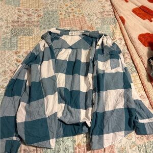 Maurices Blue and White Plaid Sweater